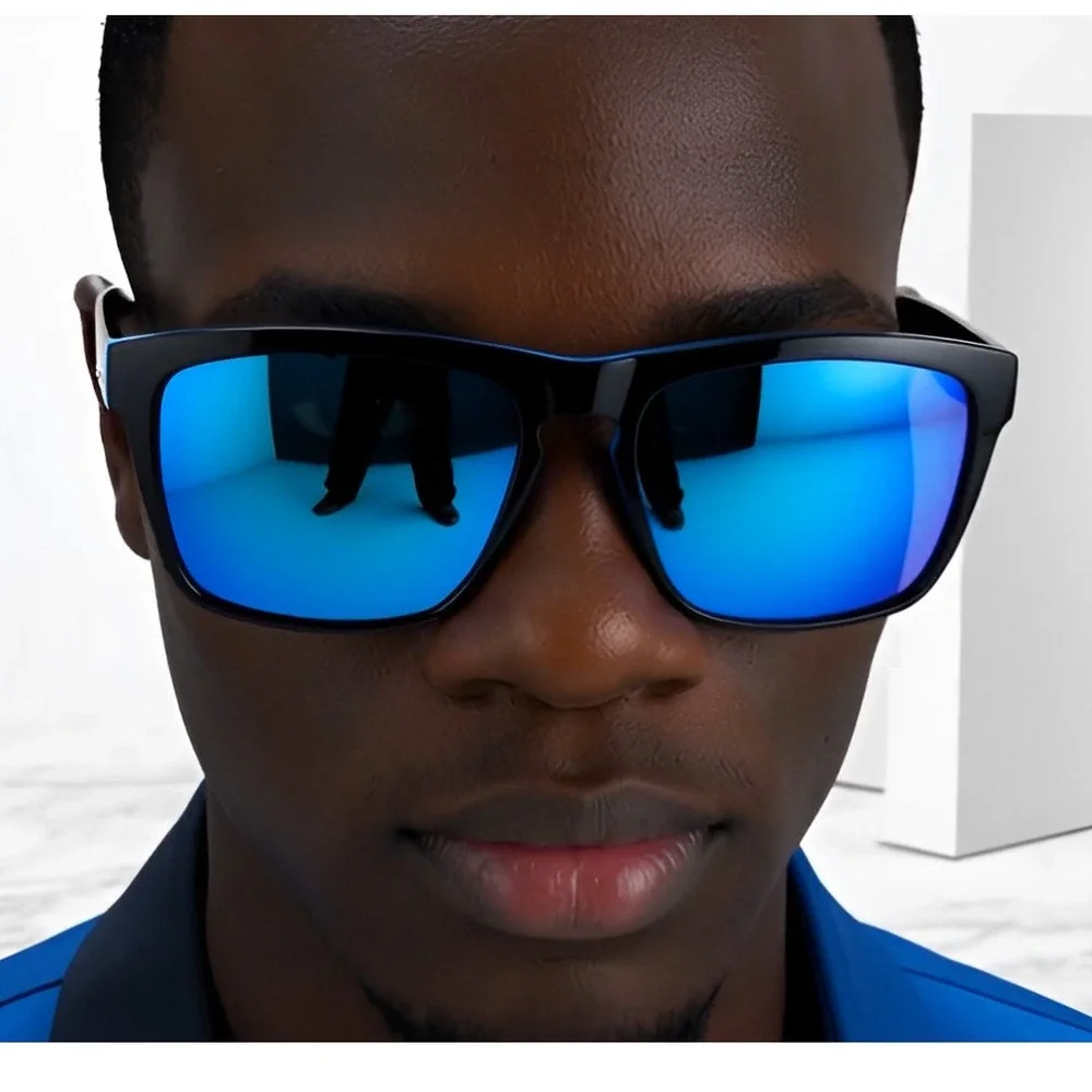 Polarized Sunglasses Men‎ Driving Fishing Blue Mirror Lens Outdoor Sport Gafas